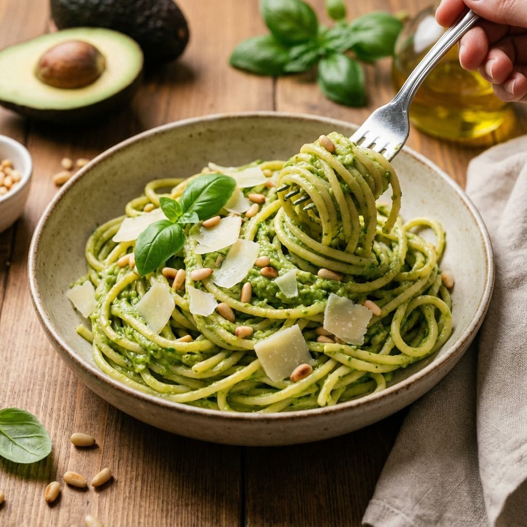Pasta con Pesto Cremoso de Aguacate